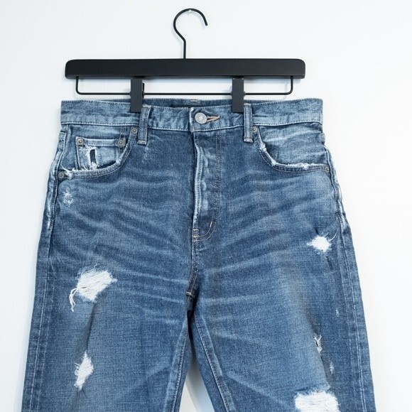 Moussy Barneys New York Distressed High Rise Straight Leg Jeans Blue Size 27 - Picture 4 of 8